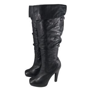 JESSICA SIMPSON! YANA BLACK SUPER SOFT GENUINE LEATHER SCRUNCHY BOOTS! SZ 7.5B